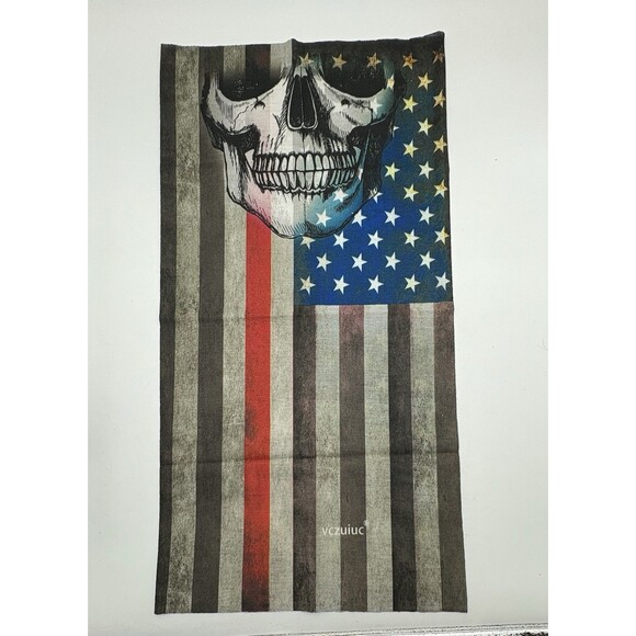 NEW Skull Flag Face Mask Pull Up Neck Gaiter Mask Seamless Headband Neckerchief - Picture 1 of 5